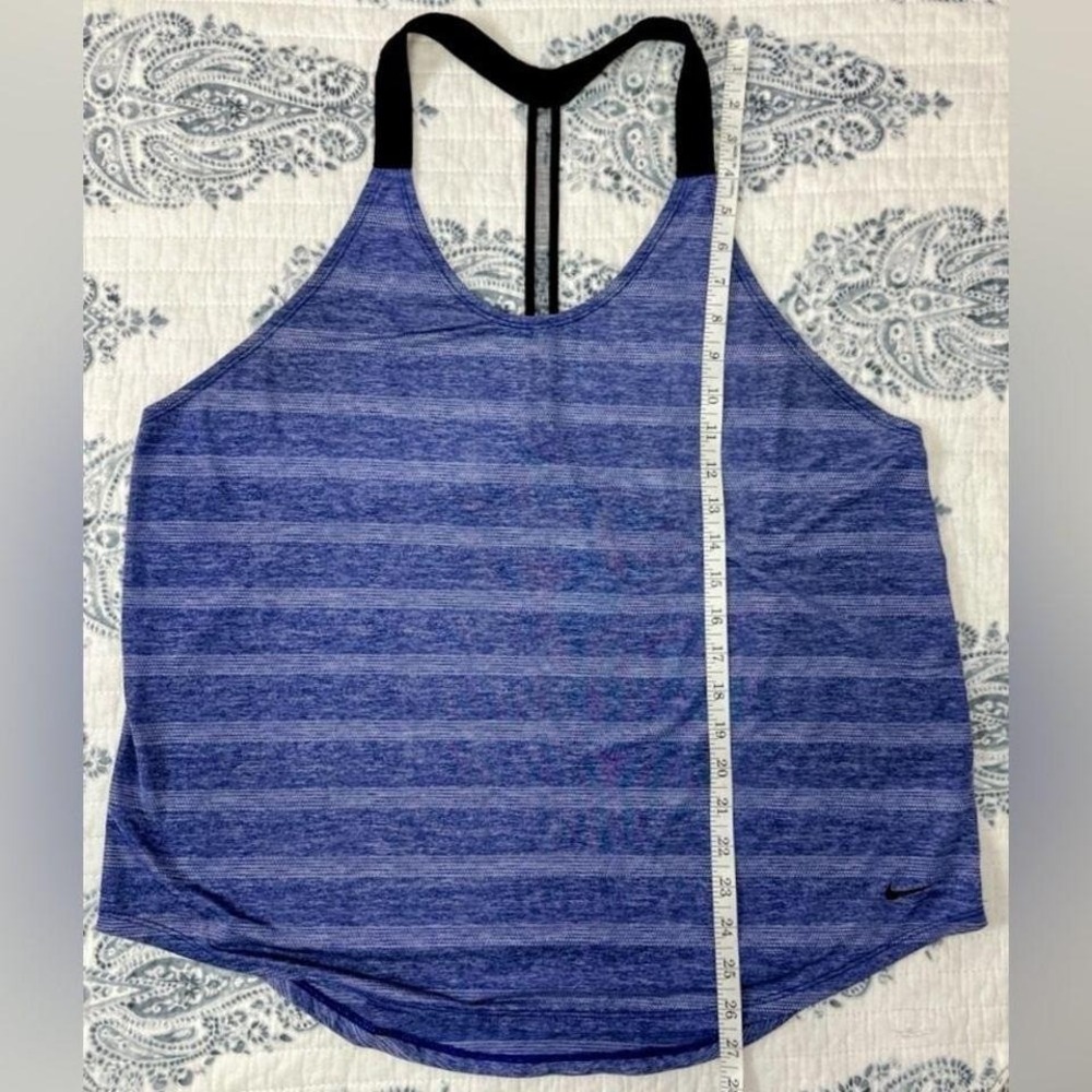 Nike Dri-FIT women's racerback tank in blue heather stripe. L - Picture 2 of 6